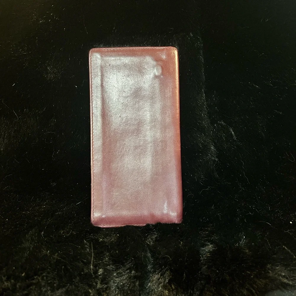 Cartier Embossed Leather Long Wallet with Gold Corner Accents - Burgundy